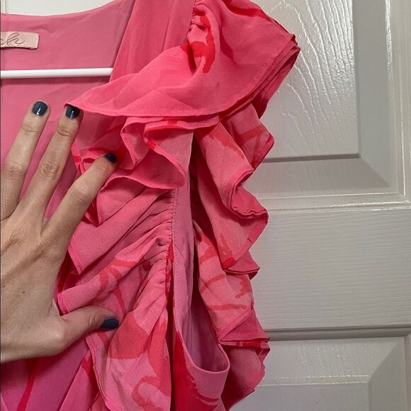 Anthropologie Hutch Beck Ruffled V-Neck Wrap Midi Dress floral pink size XL - Picture 10 of 12